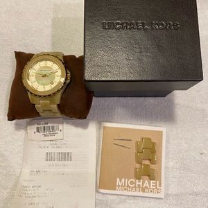 Authentic Michael Kors bone and gold watch